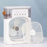10 inch Portable Air Conditioner Fan Usb Electric Fan With Led Night Light, Fine Mist Water, And Humidifier Function Led Night Light Water Mist Mini Fan Cooler - Image 3