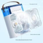 10 inch Portable Air Conditioner Fan Usb Electric Fan With Led Night Light, Fine Mist Water, And Humidifier Function Led Night Light Water Mist Mini Fan Cooler - Image 4