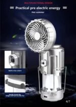6in1 portable outdoor LED camping lantern with fan solar charge rechargeable light energy saving tent lamp flashlight