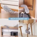 Microfiber Duster with Extension Pole Stainless Steel 30 to 100 with Bendable Head Extendable Long Fan Duster for Cleaning Ceiling Fan High Ceiling Keyboard Furniture Cars Gray