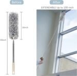 Microfiber Duster with Extension Pole Stainless Steel 30 to 100 with Bendable Head Extendable Long Fan Duster for Cleaning Ceiling Fan High Ceiling Keyboard Furniture Cars Gray - Image 6