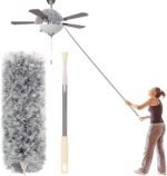 Microfiber Duster with Extension Pole Stainless Steel 30 to 100 with Bendable Head Extendable Long Fan Duster for Cleaning Ceiling Fan High Ceiling Keyboard Furniture Cars Gray - Image 5