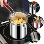 Stainless Steel Deep Fryer Frying Pot With Strainer 1.2L Capacity