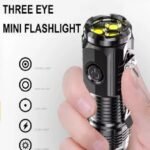 Three Eye Mini Flashlight Portable Outdoor LED Flashlights High Lumens Three Eyed Rechargeable Long Range For Outdoor
